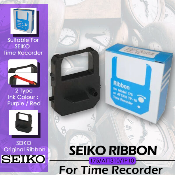 SEIKO 175/QR350 Time Recorder Ribbon | SEIKO Punch Card ribbon | Purple / Red