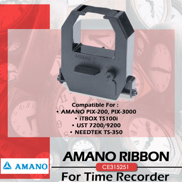 AMANO CE-315251 Time Stamping Machine Ink Ribbon Cartridge | JM880 | PIX200 | PIX3000 | TS-350i | Black Color - Image 3