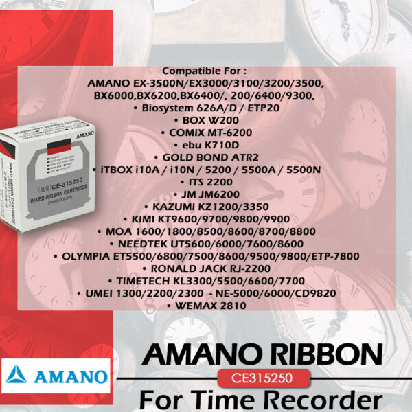 AMANO CE-315250 Time Recorder Ribbon EX3500 & More - Image 4