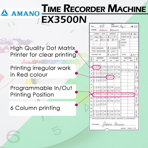 AMANO Time Recorder EX-3500N - Image 5