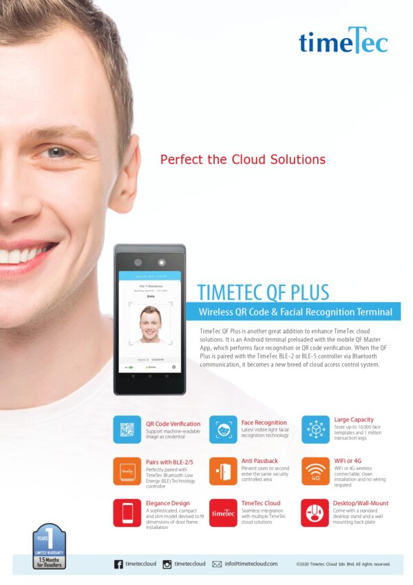 FingerTec Wireless QR Code & Facial Recognition Terminal QF Plus - Image 3