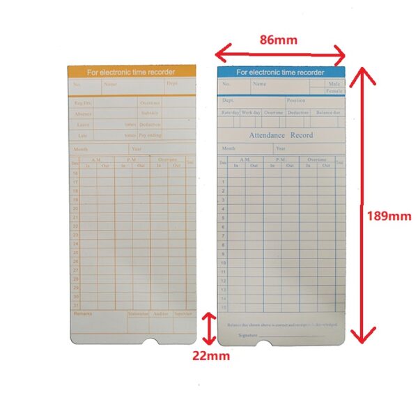 6 Column Time Card (White) - Image 2