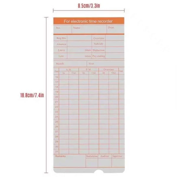 6 Column Time Card (White) - Image 5