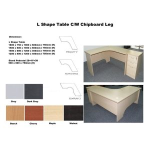 L Shape Table C/W Chipboard Leg