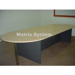 Oval Conference Table C/W Small Round Metal Leg