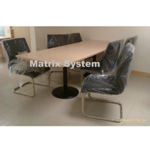 Rectangular Conference Table C/W Round Metal Leg