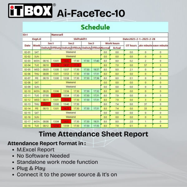 iTBOX AI Face Recognition & Fingerprint Time Attendance Ai-FaceTec-10 - Image 3