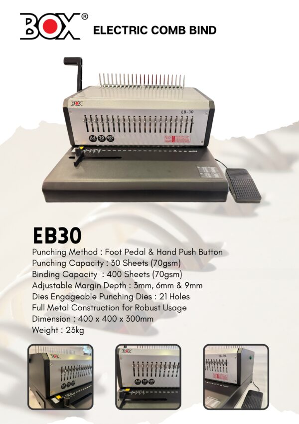 BOX Electric Comb Binding Machine EB30 - Image 2