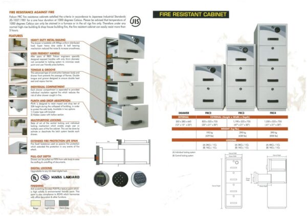 FALCON Fire Resistant Filling Cabinet (Individual Lock) FRC 2 (2 Drawers) - Image 6