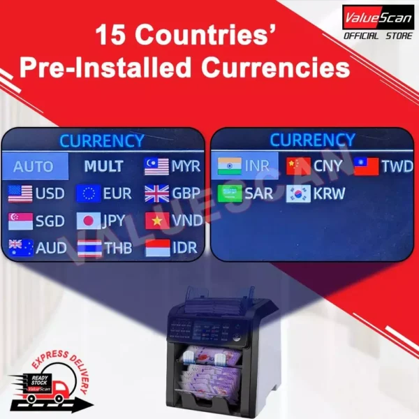 VALUESCAN Multi Currency Banknote Value Counting Machine NC-M2500B - Image 5