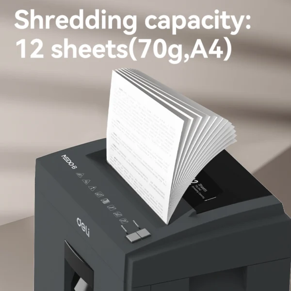 DELI Document Paper Shredder Machine E9952 (Grey) (Cross Cut 4 x 25mm) - Image 3