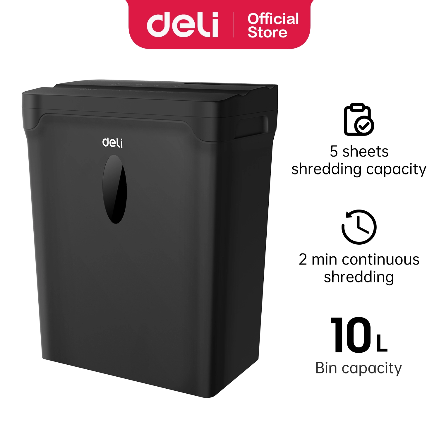 DELI Document Paper Shredder Machine ET014 (Straight Cut 6mm)