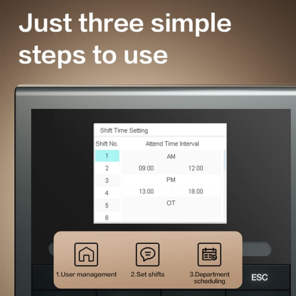 DELI Face Recognition & Fingerprint Time Attendance Machine ES172 - Image 4