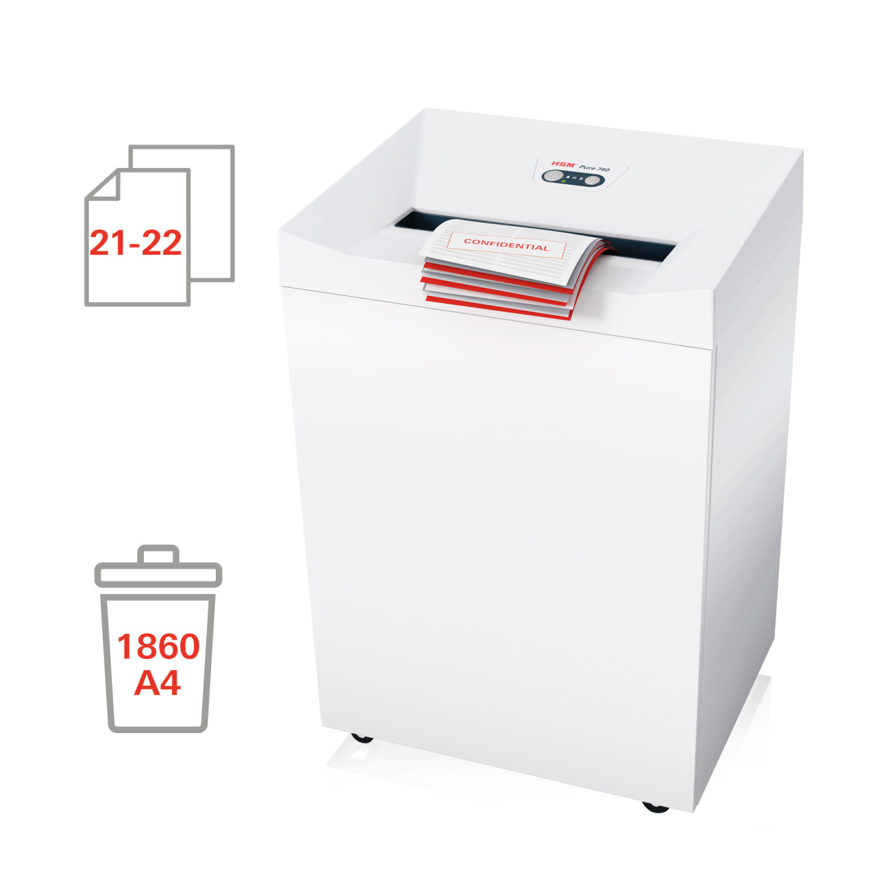 HSM Heavy Duty Paper Shredder Machine Pure 740C (Cross-Cut 4.5 x 30mm) - Image 2