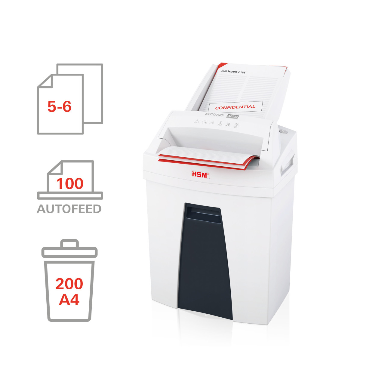 HSM AutoFeed Paper Shredder Machine Securio AF100C (Cross-Cut 4 x 25mm) - Image 6