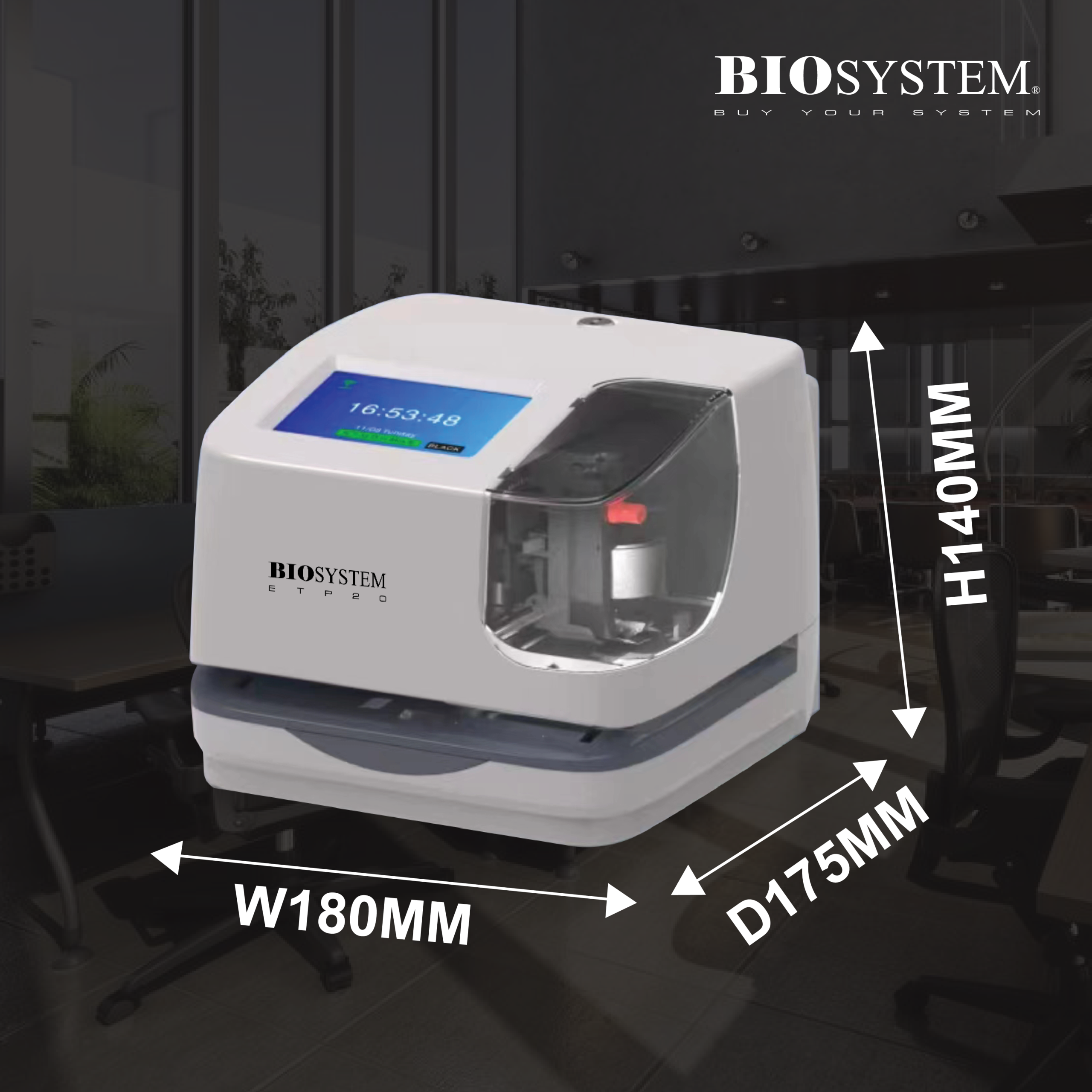 BIOSYSTEM Time & Date Stamping Printer Machine ETP20 (Big Color Screen) - Image 2
