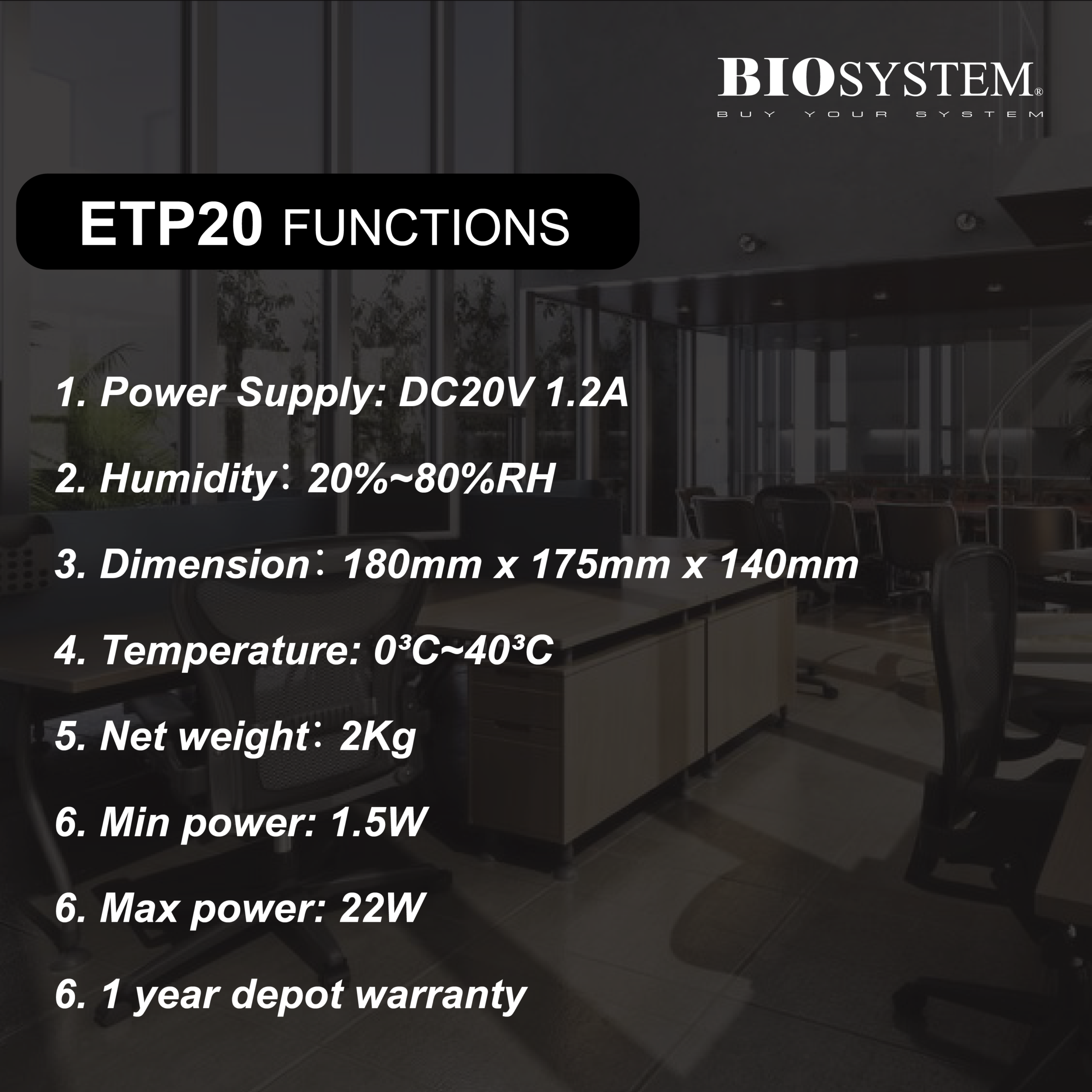 BIOSYSTEM Time & Date Stamping Printer Machine ETP20 (Big Color Screen) - Image 4