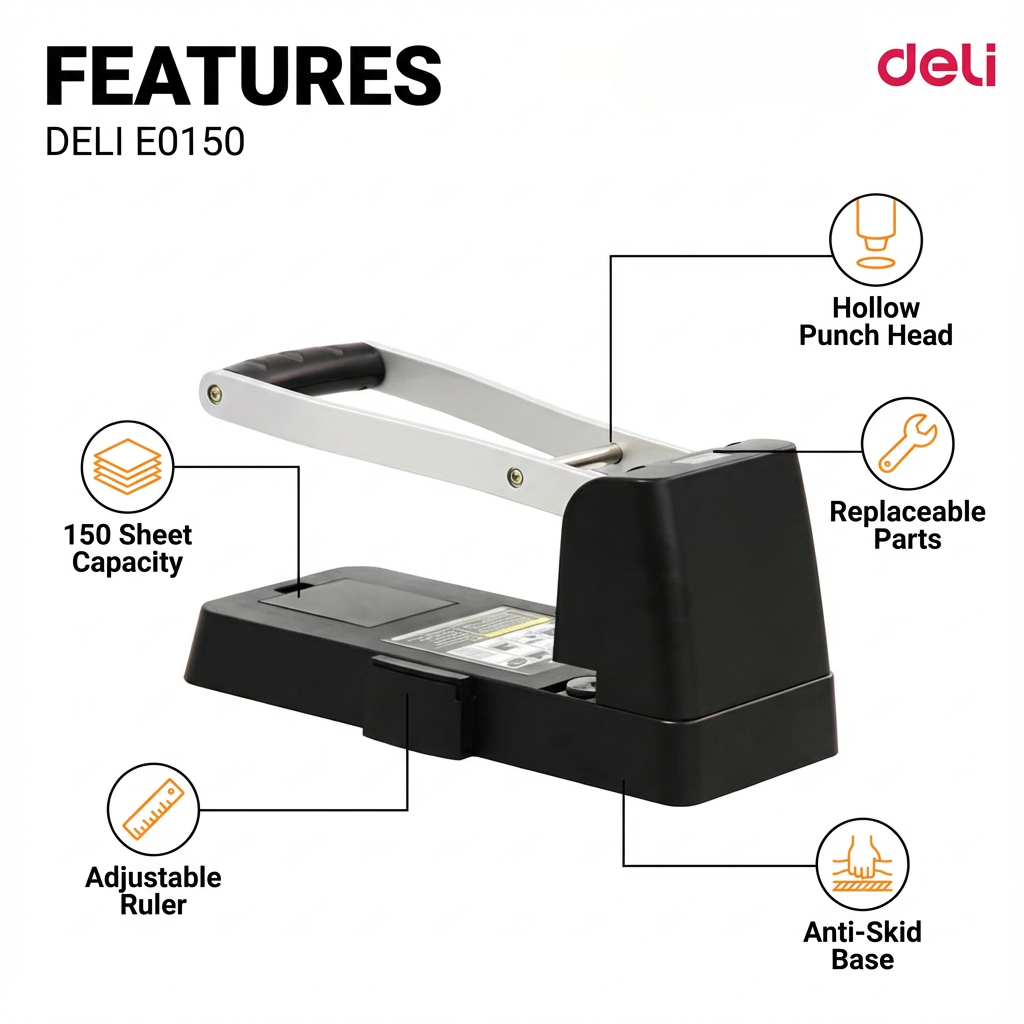 DELI Heavy Duty Hole Puncher Machine E0150 - Image 5